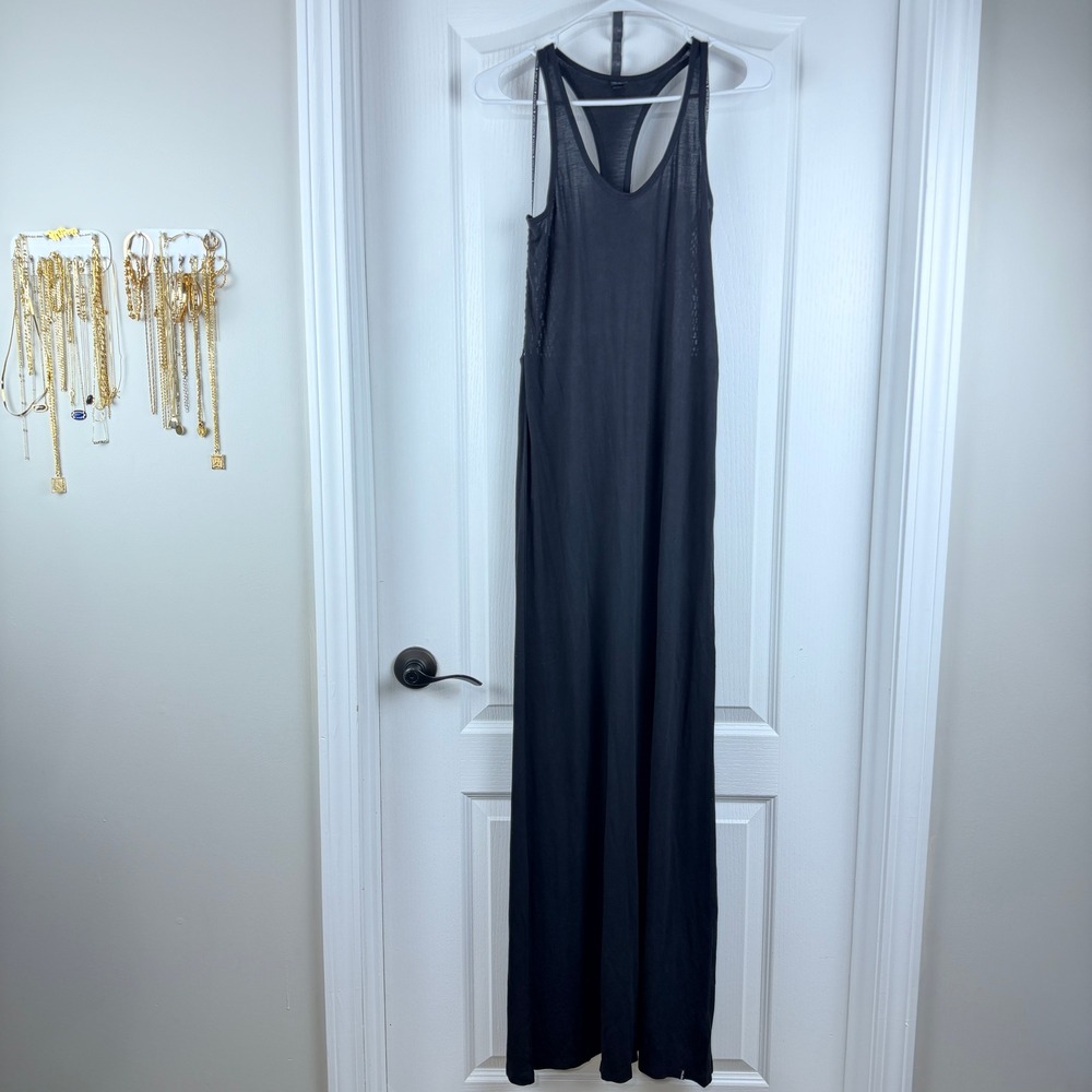 Volcom Black Women's S Small‎ Racerback Crochet Back Maxi Dress B1341625